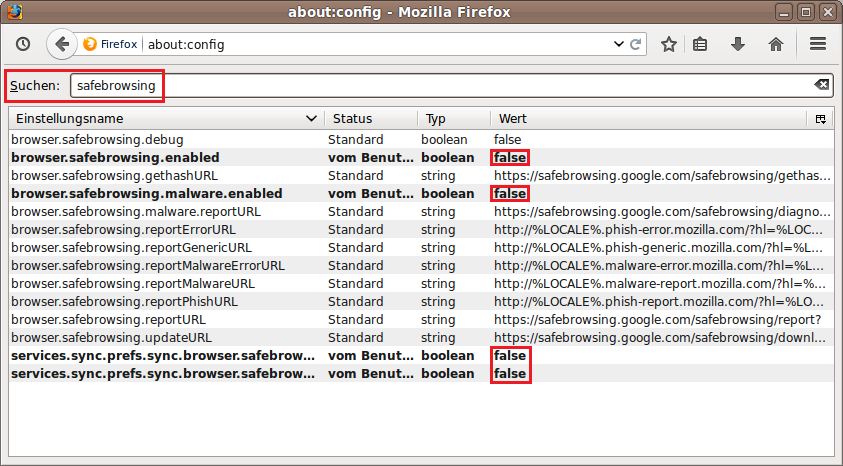 Firefox - alle Einstellungen zur Downloadprüfung und Websiteprüfung deaktivieren