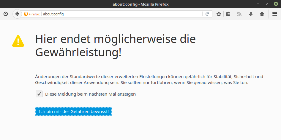 Firefox Warnmeldung