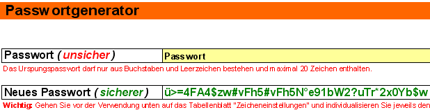 Passwortgenerator - Benutzeroberfläche