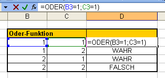 Einfache ODER-Funktion in Excel