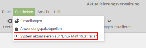 Upgrade auf Linux Mint 19.3 starten