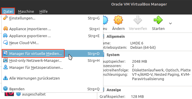 Oracle VM VirtualBox Manager