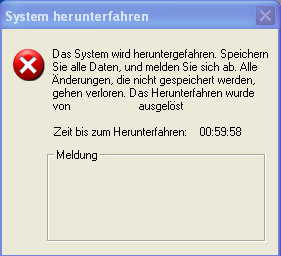 Meldung: Computer herunterfahren - Windows XP
