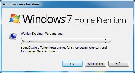 Starten Sie Windows 7 jetzt neu!